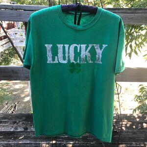 "Lucky" graphic Green T-shirt, Size M